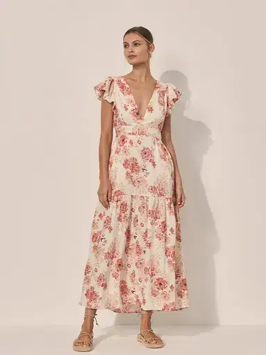 Kivari Florence Ruffle Maxi Dress in Sunset Floral Size 6
