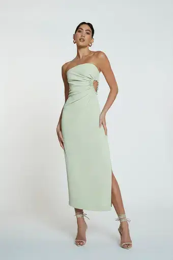 By Johnny Selena Strapless Midi Dress Avocado Green Size 10 / M