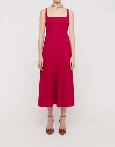 Scanlan Theodore Crepe Knit Square Neck Dress in Raspberry Size S / Au 8