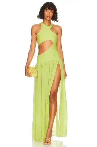 L’Academie Cachet Maxi Dress in Chartreuse Size 10 