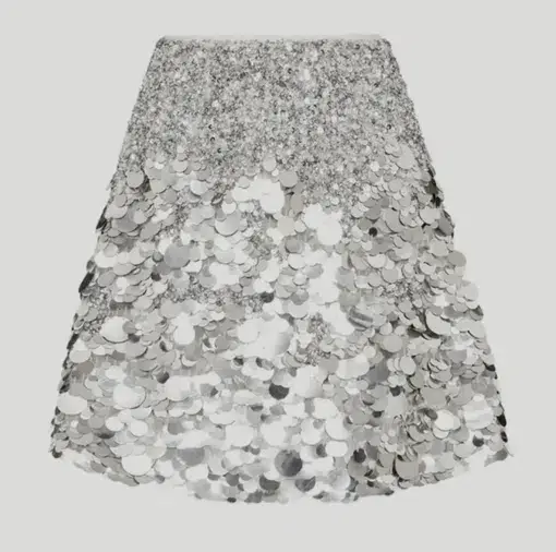 Aje Cherie Sequin Mini Skirt Silver/Sequin Size 8