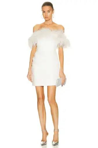 Rachel Gilbert Zion Mini Feathers Dress Ivory Size S / AU 8 