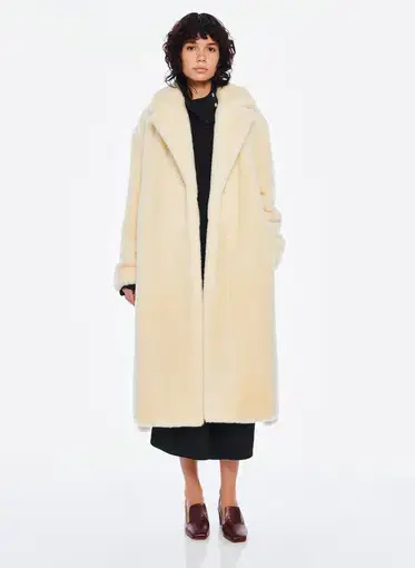 Tibi Luxe Faux Fur Oversized Coat Cream Size 10