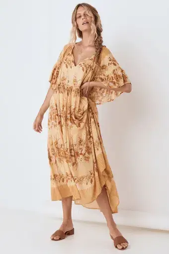 Spell & The Gypsy Coco Lei Mumu Dress Caramel Size S
