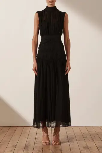 Shona Joy Clemence High Neck Midi Dress Black Size 10 / M