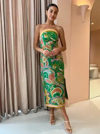 Alemais Marion Bodice Midi Dress Green Size 12