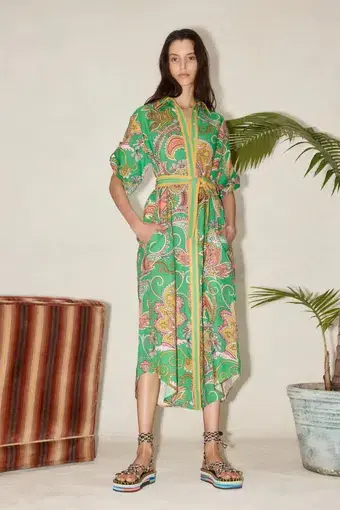 Alemais Marion Shirt Dress Emerald Print Size 8