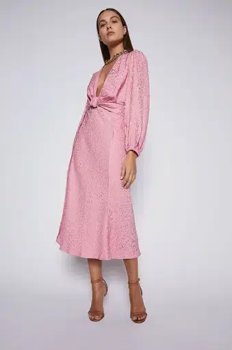 Scanlan Theodore French Textured Weave Dress Pink Size 10