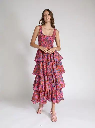 Kachel Anastacia Shirred Dress Pink Size AU 12