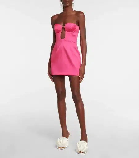 Magda Butrym Strapless Satin Bustier Mini Dress Pink Size 8 