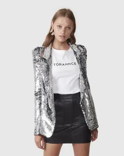 Torrance Shine Bright Jacket Silver Sequin

 Size 6