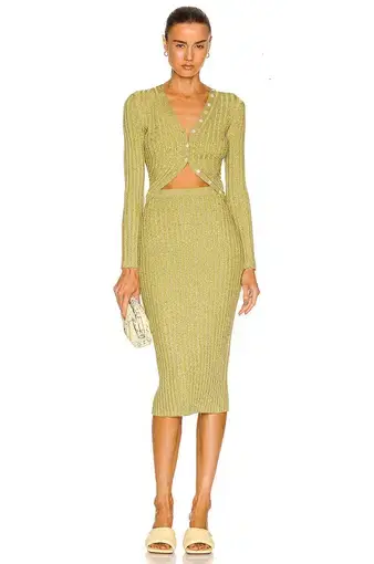 Jonathan Simkhai Kim Compact Rib Dress in Moss & Lime

 Size S/M