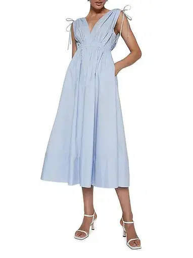 Scanlan Theodore Parachute Cotton Drawstring Midi Dress in Tinted Blue

 Size 6