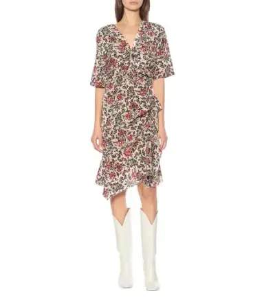Isabel Marant Arodie Stretch Silk Mini Dress Floral Size 42 / Au 10