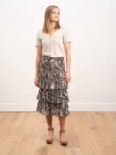 Isabel Marant Cencia Ruffle Skirt Print Size FR 42 / Au 10
