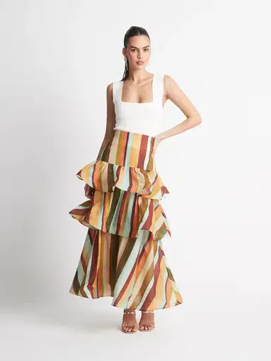 Shieke Lyon Stripe Skirt Multi Print Size 10
