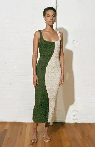 Mara Hoffman Sloan Dress Midi Dress Olive Size L/Au 12