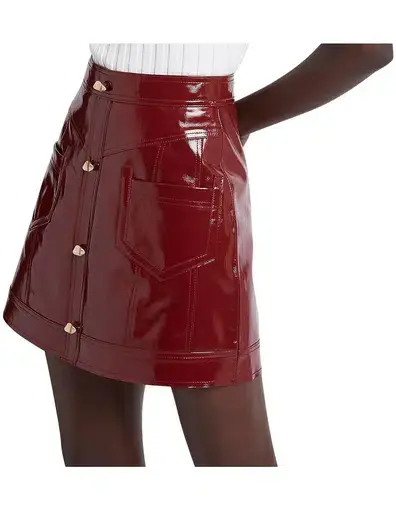 Aje Promenade Leather Pocket Skirt Russet Brown Size 10 