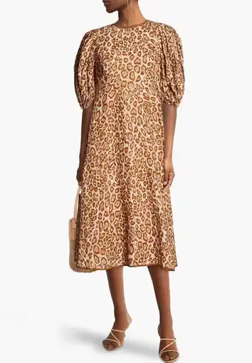 Zimmermann Concert Linen Leopard Print Dress Size 4/Au 16