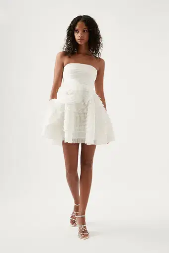 Aje Expressive Pleated Mini Dress Ivory Size 6