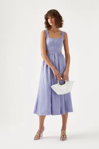Aje Virginie Cut Out Midi Dress Cool Lavender Size 8 / S