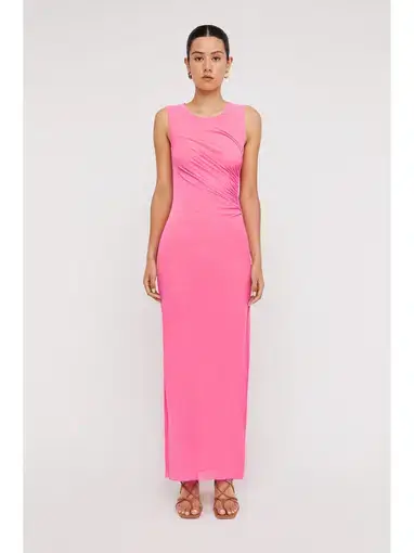 Scanlan Theodore Italian Mesh Gathered Dress Pink Size M / AU 10 