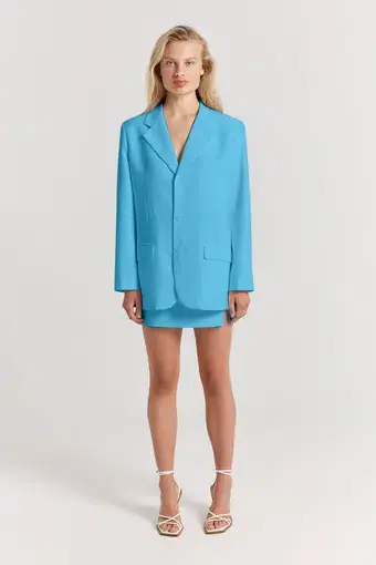 Henne Normie Jacket and Delfina Mini Skirt Set Cerulean Blue Size M / Au 10
