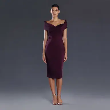 Jadore Off-Shoulder Plum Dress Purple Size 14 