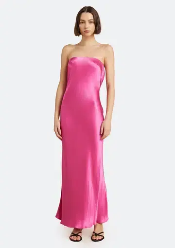 Bec & Bridge Moon Dance Strapless Dress Deep Pink Size 10