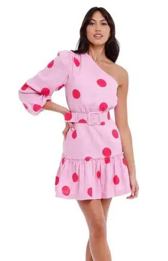 Rebecca Vallance  Dalia Mini Dress Pink Polka Dot Size 8