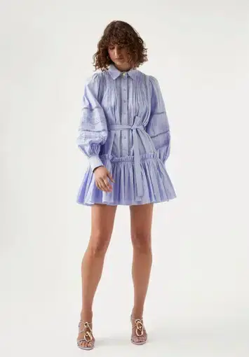 Aje Elodie Ladder Trim Mini Dress Cool Lavender Size 14