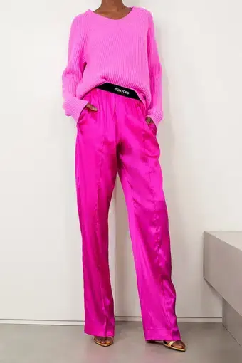 Tom Ford Silk Pants Pink and Bralette Black Set Size 10 