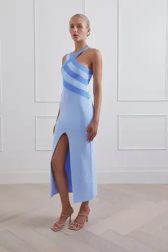 San Sloane Pinnacle Midi Dress Blue Size 6 