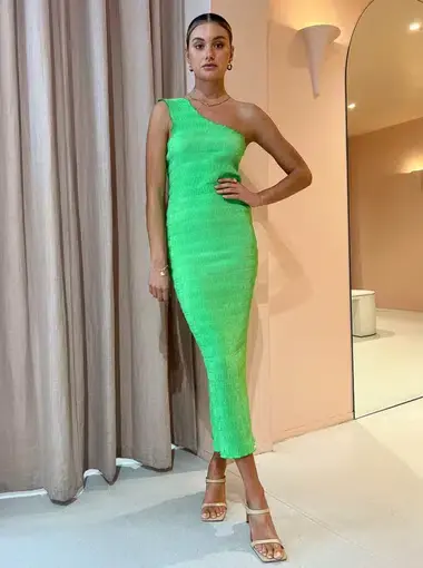 Lidee Gigi Smocking Gown Neon Lime Size 6