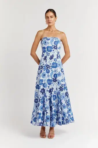 DISSH Lori Bloom Linen Panel Midi Dress Floral Size 12
