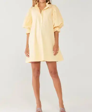 Sovere Focus Pleat Smock Dress Butter Yellow Size 12