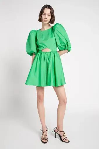Aje Colette Abstract Cut Out Mini Dress Green Size 8