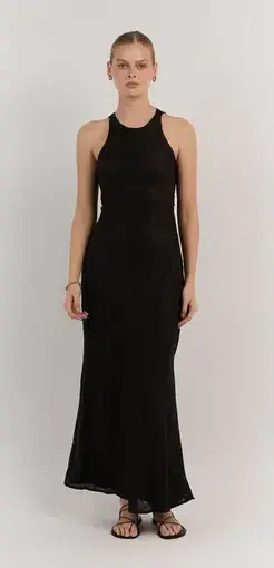 DISSH Andrea Linen Midi Dress Black Size 6