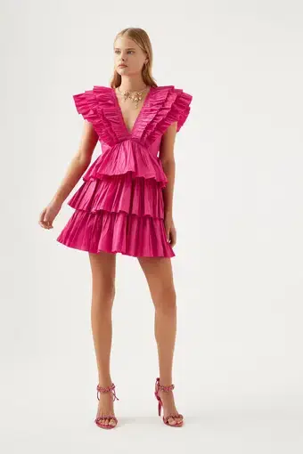 Aje Rhythmic Frilled Dress Pink Size 6