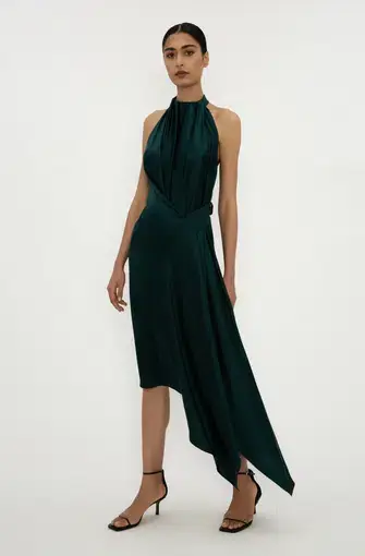 Bianca Spender Petrol Silk Isabella Dress Green Size 8