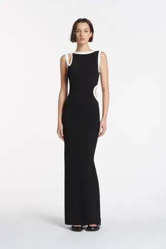 Sir the Label Evalina Cut Out Dress Black Size 1/Au 8