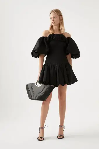 Aje Arles Off Shoulder Mini Dress Black Size 8