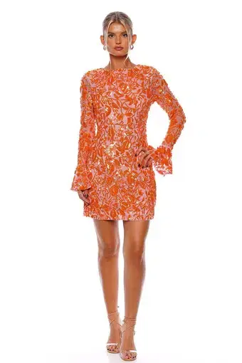 Rachel Gilbert Lupita Mini Dress Pink/Orange Size 3/Au 12