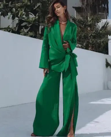 Chic Le Frique Abeni Linen Set Green Size 8 