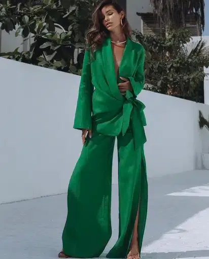 Chic Le Frique Abeni Linen Set Green Size 8 