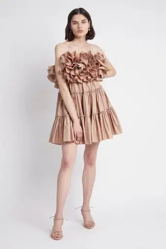 Aje Allure Tiered Mini Dress in Beige 

Size 10 / M