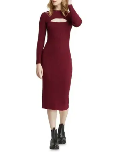 Oxford Kirsten Cut Out Midi Dress Claret Red Size 6 