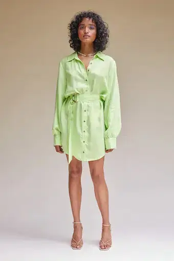 Suboo Sky Mini Shirt Dress in Lime Green Size 12