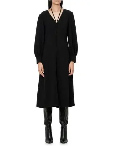 Veronika Maine Eco Crepe Midi Dress Black Size 6
