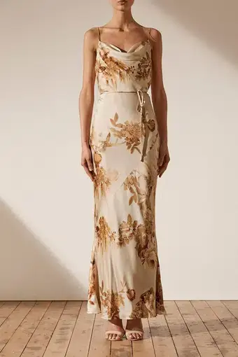 Shona Joy Ines Bias Cowl Maxi Dress in Floral Size 8 / S